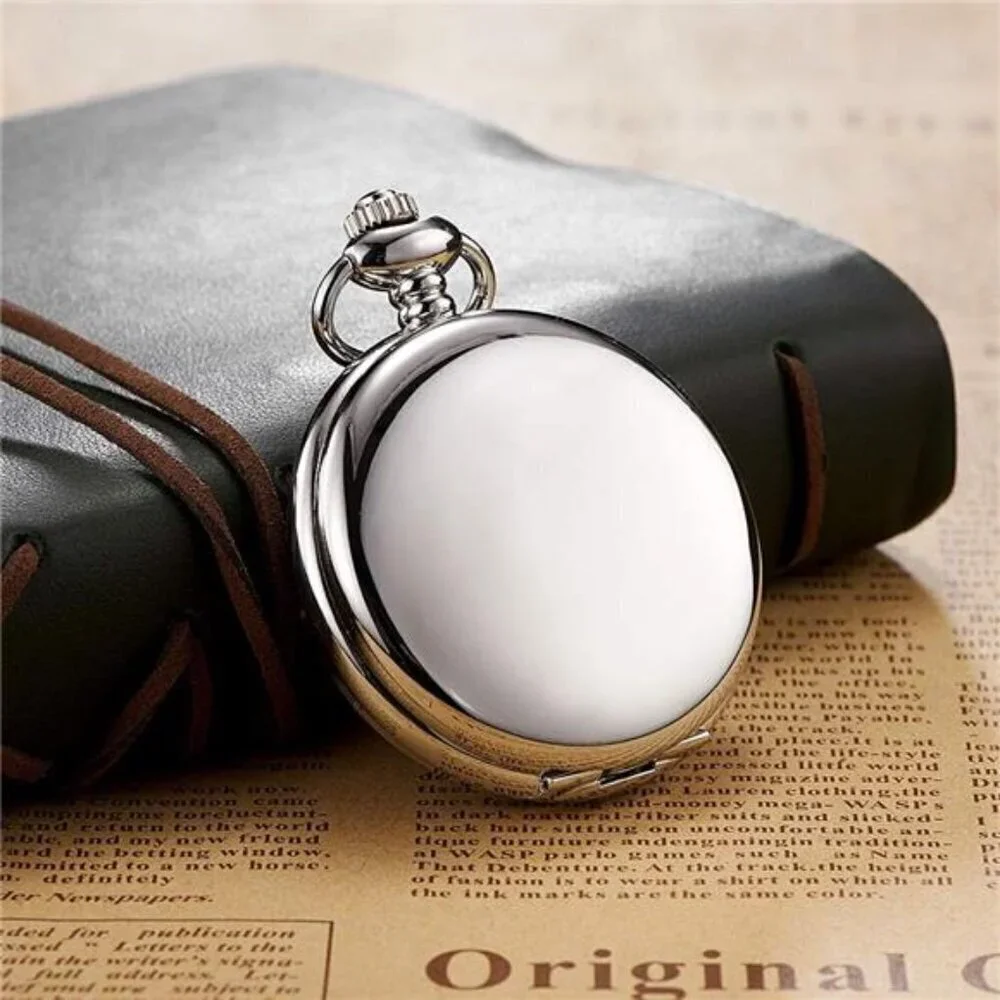 Vintage Quartz Pocket Watch Set – Silver & Gold with Chain Men Or Women